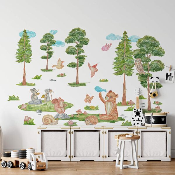 Wandtattoo Wald und Tiere, Größe wählbar