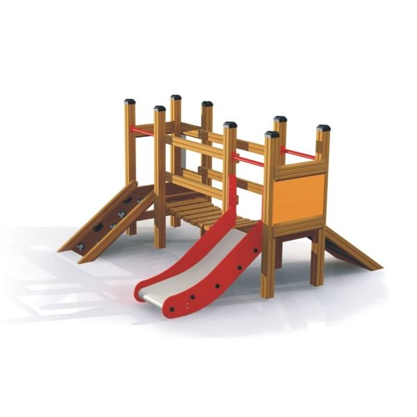Klettergerüst, Spielgerät, Rutsche, Holzspielanlage, Kletterturm