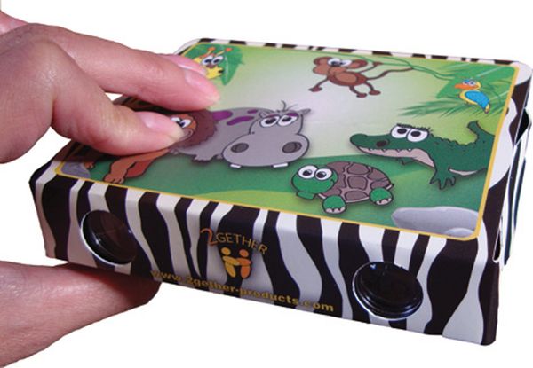 Kinderbrille, Tiermotiv, Zoo Muster, Holzkiste, Zebra Streifen