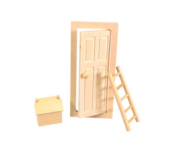 miniature door, Leiter, Holzhaus, Holztür, kleines Häuschen