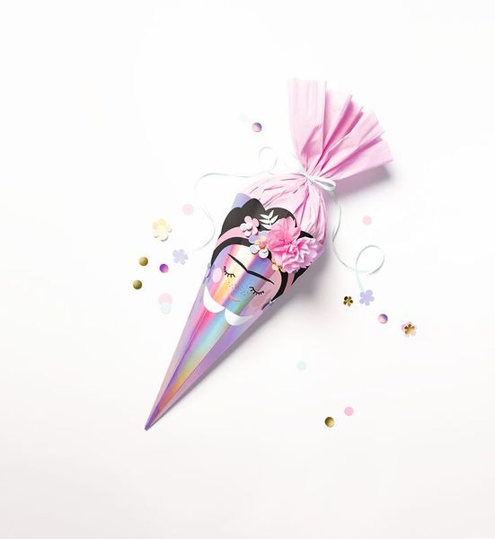 FOLIA Schultüten-Bastelset "Einhorn/Meerjungfrau/Künstlerin“, irisierend pink, 68 cm, 1 Set