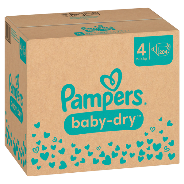 PAMPERS Baby Dry Gr. 4 Maxi (9-14kg), 204 Stk.