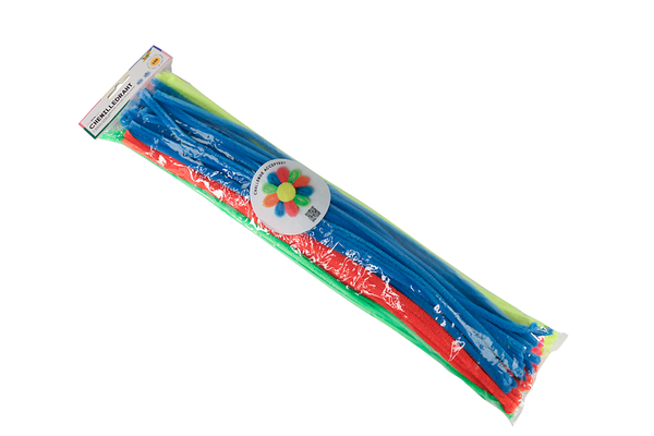 ELVIRAS Chenilledraht neon, 50 cm lang, Ø 8 mm, 100 Stück, farbig sortiert