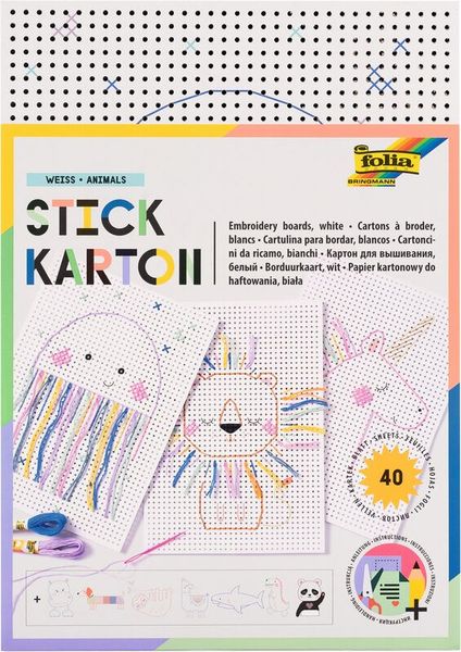FOLIA Stickkarton Animals, weiß FOLIA Stickkarton Animals, weiß