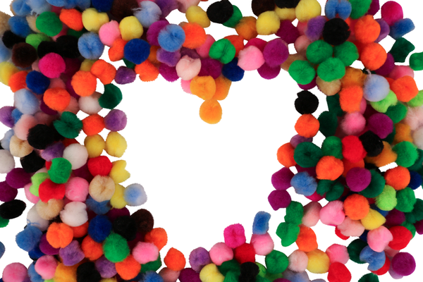 Pompons, Ø 2 cm, 1500 Stück, Farbe gemischt Pompons, Ø 2 cm, 1500 Stück, Farbe gemischt