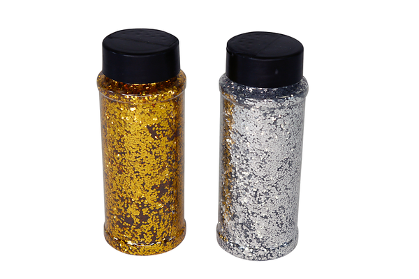 Feines Bio Glitter, 2 Dosen je 85g (gold & silber)