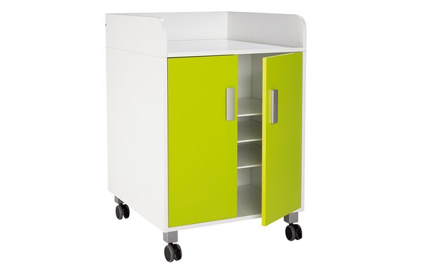 Modulare Wickelkommode mit Türen und Rollen, 70 cm