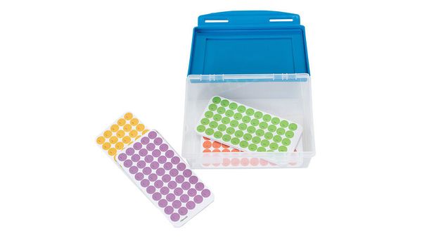 Etiketten, Punktdruck, Farbetiketten, Aufkleber-Set, Kunststoffkassette