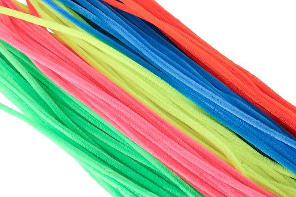 ELVIRAS Chenilledraht neon, 50 cm lang, Ø 8 mm, 100 Stück, farbig sortiert