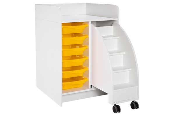 Wickelkommode mit Trittleiter und 6 Boxen, 70 cm Breite