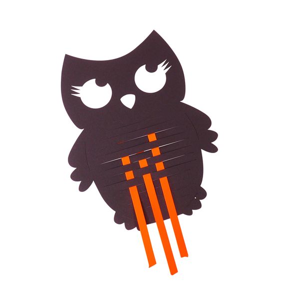 Eule, Papierkunst, Ausschnitt, orange Stiel,  Cartoon-Eule