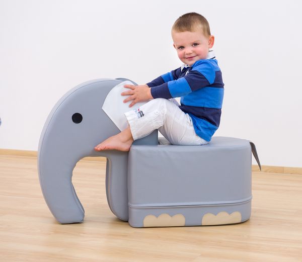 Kinderstuhl, Sitzkissen, Elefantenform, Grau, Spielzeugstuhl