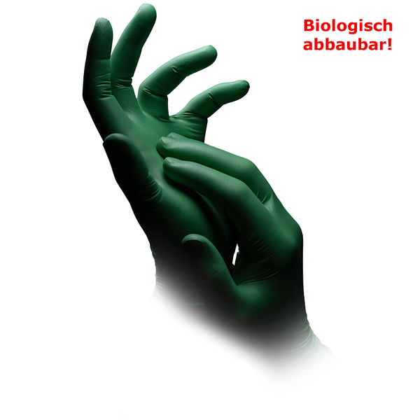 Handschuhe Nitril, puderfrei, biologisch abbaubar, Gr. L, 100 Stk., grün Handschuhe Nitril, puderfrei, biologisch abbaubar, Gr. L, 100 Stk., grün