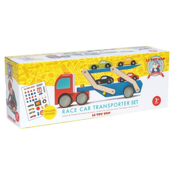 Rennwagen Transporter Set, Holz, ab 3 Jahre