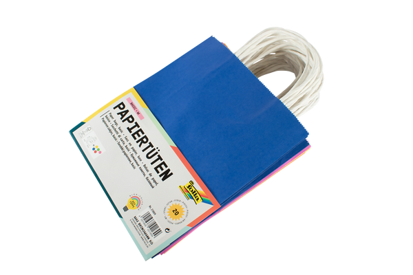 FOLIA Papiertüten M, Kraftpapier, farbig sortiert, 20 Stück