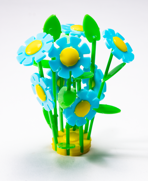 Blumenfigur, Kunststoff, Spielzeug, blau, gelb