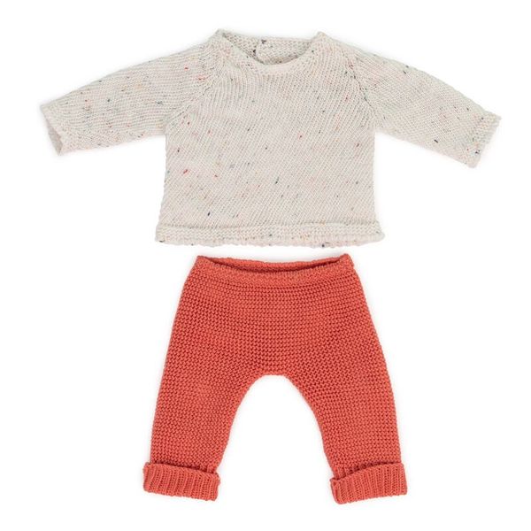 Babyoutfit, Strickpulli, Strickhose, Zweiteiliger Satz, Korallenfarbene Hose