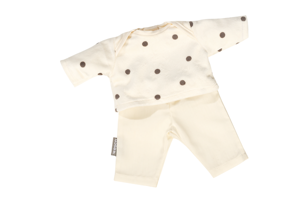 baby outfit, polka dot, long sleeve, cream color, two-piece set