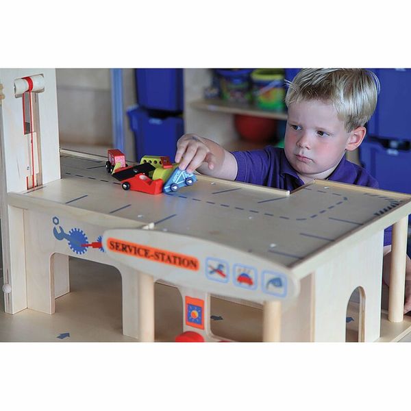 Holzspielzeug, Konstruktion, Werkbank, Spielzeugauto, Service-Stasion