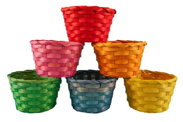 Wäschekorb, Henkeltaschen, geflochten, Bastkorb, bunt