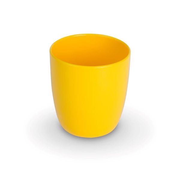 Becher, Kunststoffbecher, Gelb, Tassenform, einfacher Becher