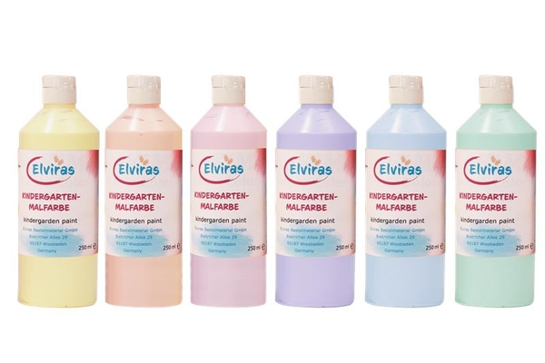 kindergarten-paint, acrylic paint, multicolor set, plastic bottle, 250ml