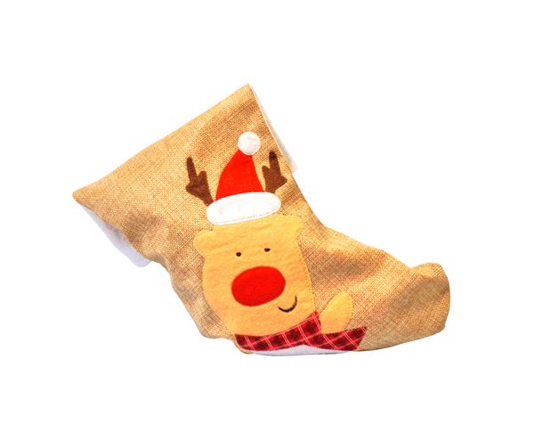 Jutestiefel mit Rentiermotiv, 6 Stück Jutestiefel mit Rentiermotiv, 6 Stück