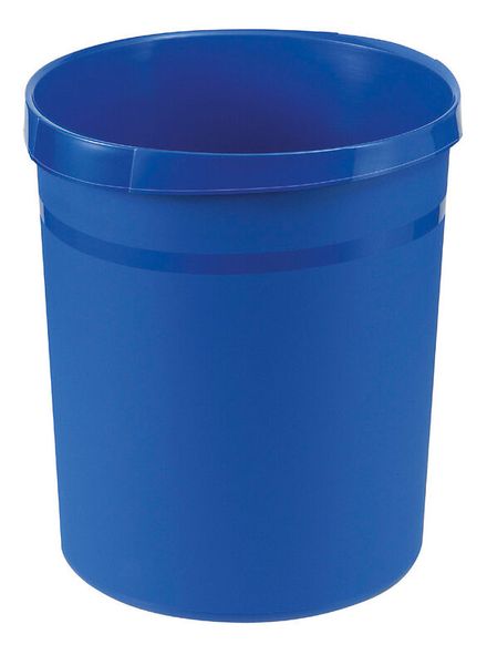 Papierkorb rund mit Rand, blau, 18 l
