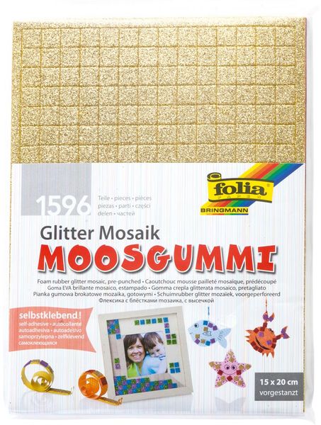 FOLIA Glitter-Moosgummi MOSAIK vorgestanzt, 15x20 cm, 6 Bogen