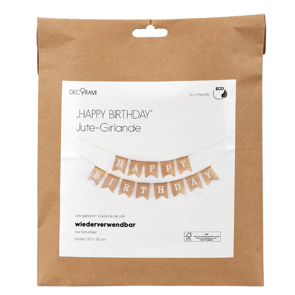 Jute-Girlande "Happy Birthday"