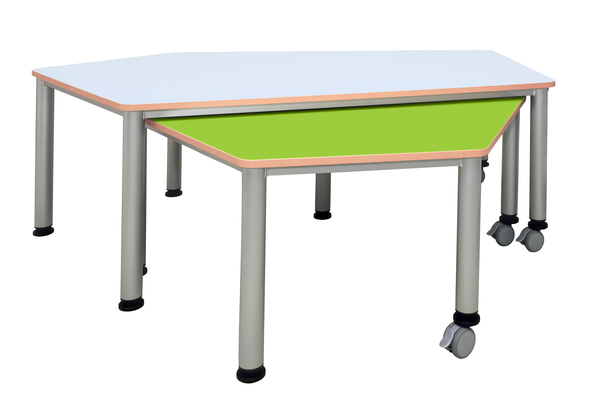 Kindertisch, Schreibtisch, Kinderhöhe, Stahlbeine, Rollen