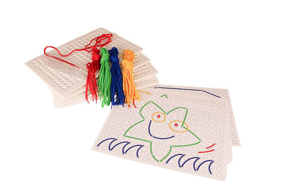 Fädelspiel / Stickbrett KiGa-Set mit 4 Stickbrettern Fädelspiel / Stickbrett KiGa-Set mit 4 Stickbrettern