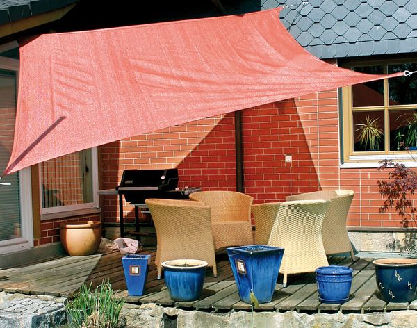 Sonnensegel, Terrasse, Outdoor, Stuhlset, Blumentöpfe