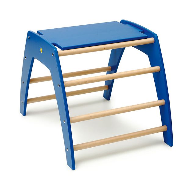 Klettergerät, Klettergerüst, Holzstangen, Blaue Struktur, Kinderwerkzeug