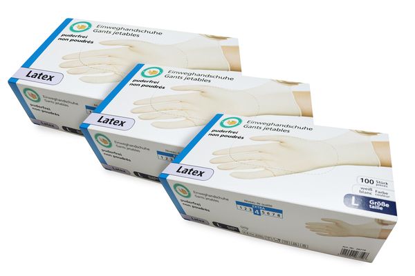 Latex Handschuhe, Einweg-Handschuhe, medizinische Handschuhe, staubfrei, Größe L
