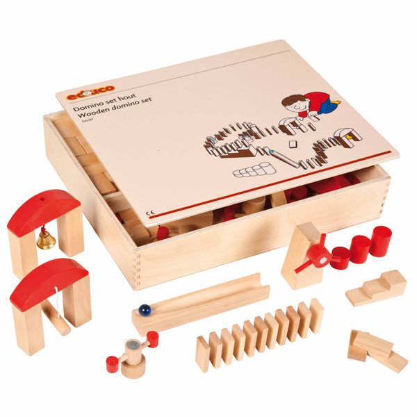 Holzspielzeug, Domino-Set, Holzbausteine, Holzbausteine, Kugelbahn