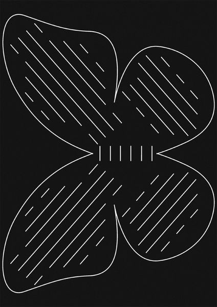 Blume, Klee, vierblättrig, Umriss, Linienmuster