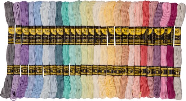 FOLIA Stickgarn 52 Stränge à 8 m, in 26 Pastellfarben sortiert