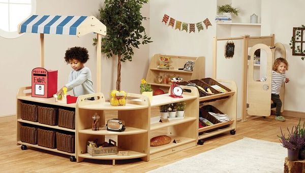 Spielmarkt, Holzspielzeug, Kinderregal, Kaufladen, Kaufmarkt
