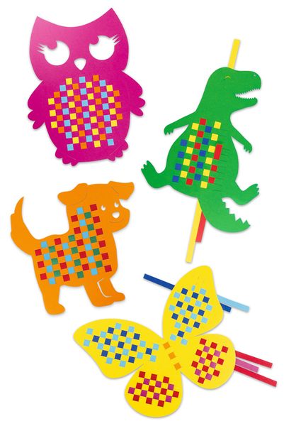 puzzle craft, colorful shapes, eule, hund,  Schmetterling