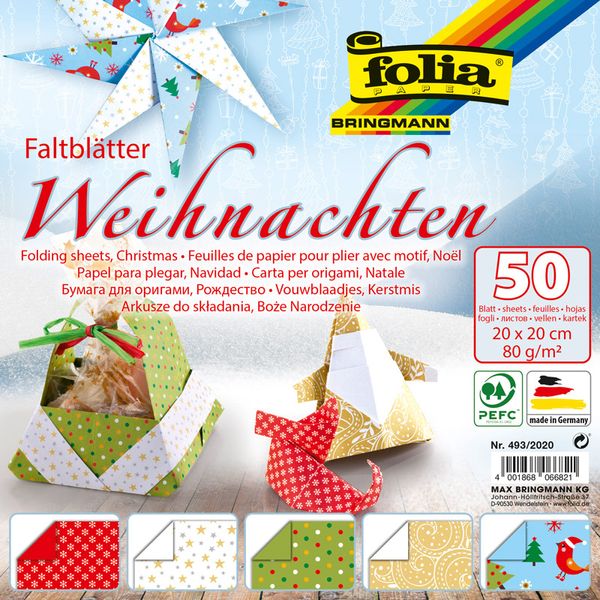 FOLIA Origamipapier Weihnachten, 20x20 cm