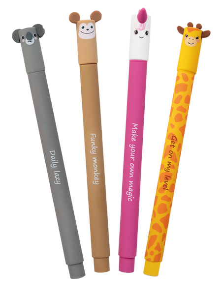 Animal Erase It! Radierbarer Gelschreiber im Set, 6 Stifte mit 4 Tiermotiven, ab 3 Jahre