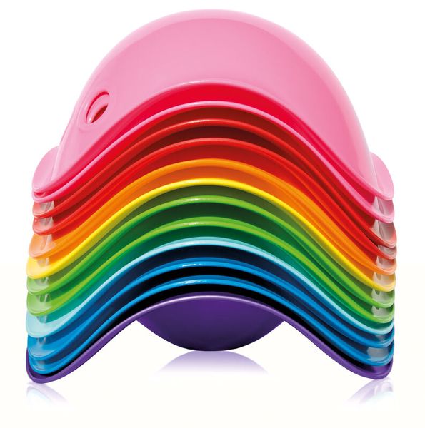 colorful, stack, plates, ware, dishware