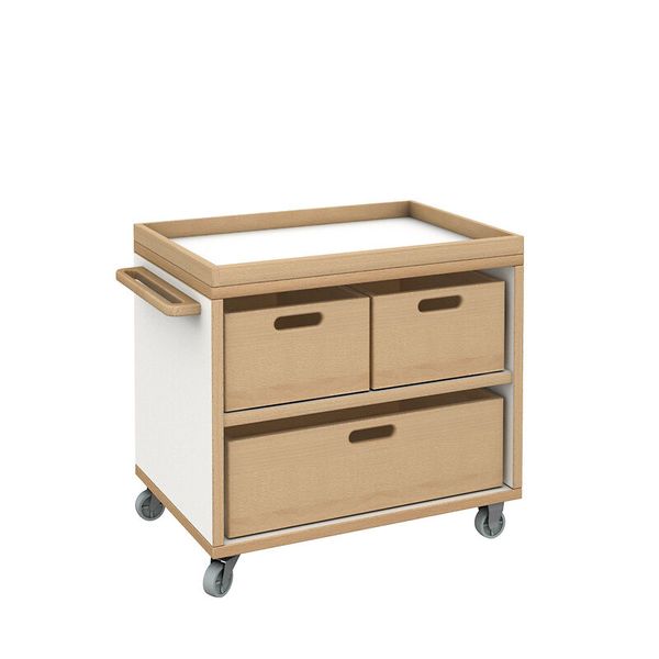 Küchewagen, Rollwagen, Holz, Korbboxen, Rollboden