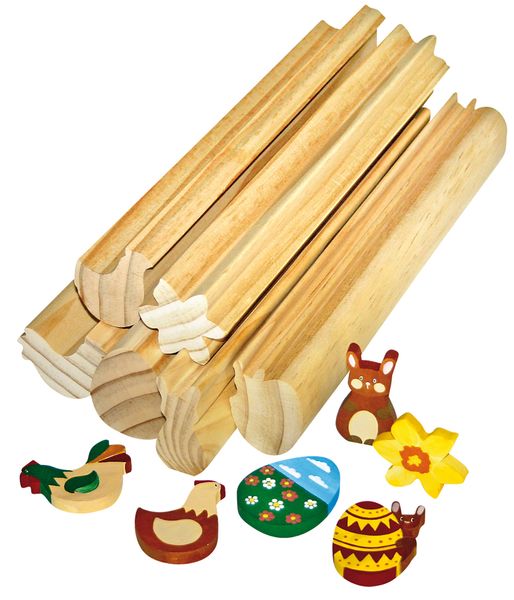 Holzstäbe, Rundholz, Holzspielzeug, Dekoration, Ostern?