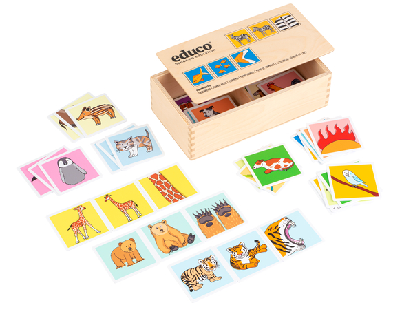 jigsaw, memory game, tierarten, holzbox, bildungsspiel