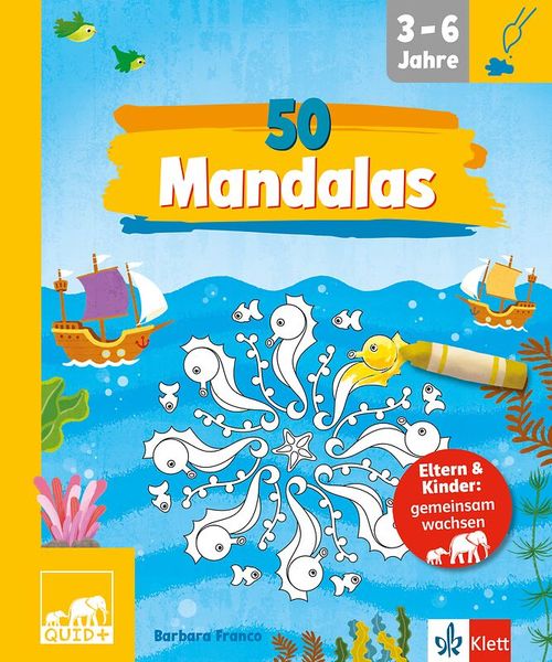 Mandala, Kinderbuch, Unterwasserwelt, Seepferdchen, Farbschema