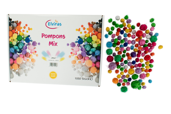 ELVIRAS Pompons Mix "glitzer"