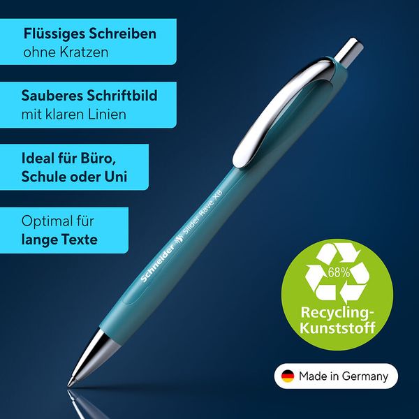 Schneider Kugelschreiber-Etui Slider Rave, 4 Stifte farbig sortiert, Mine in Blau