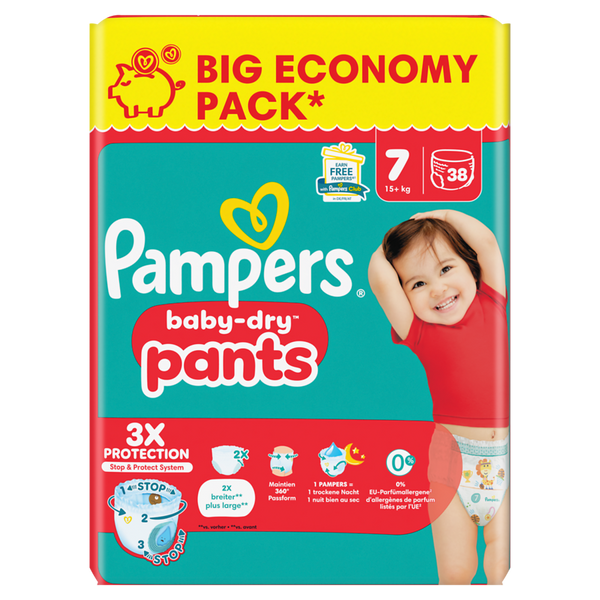 PAMPERS Baby Dry Pants Gr. 7, Extra Large 15+ kg, (verschiedene Verpackungsgrößen)